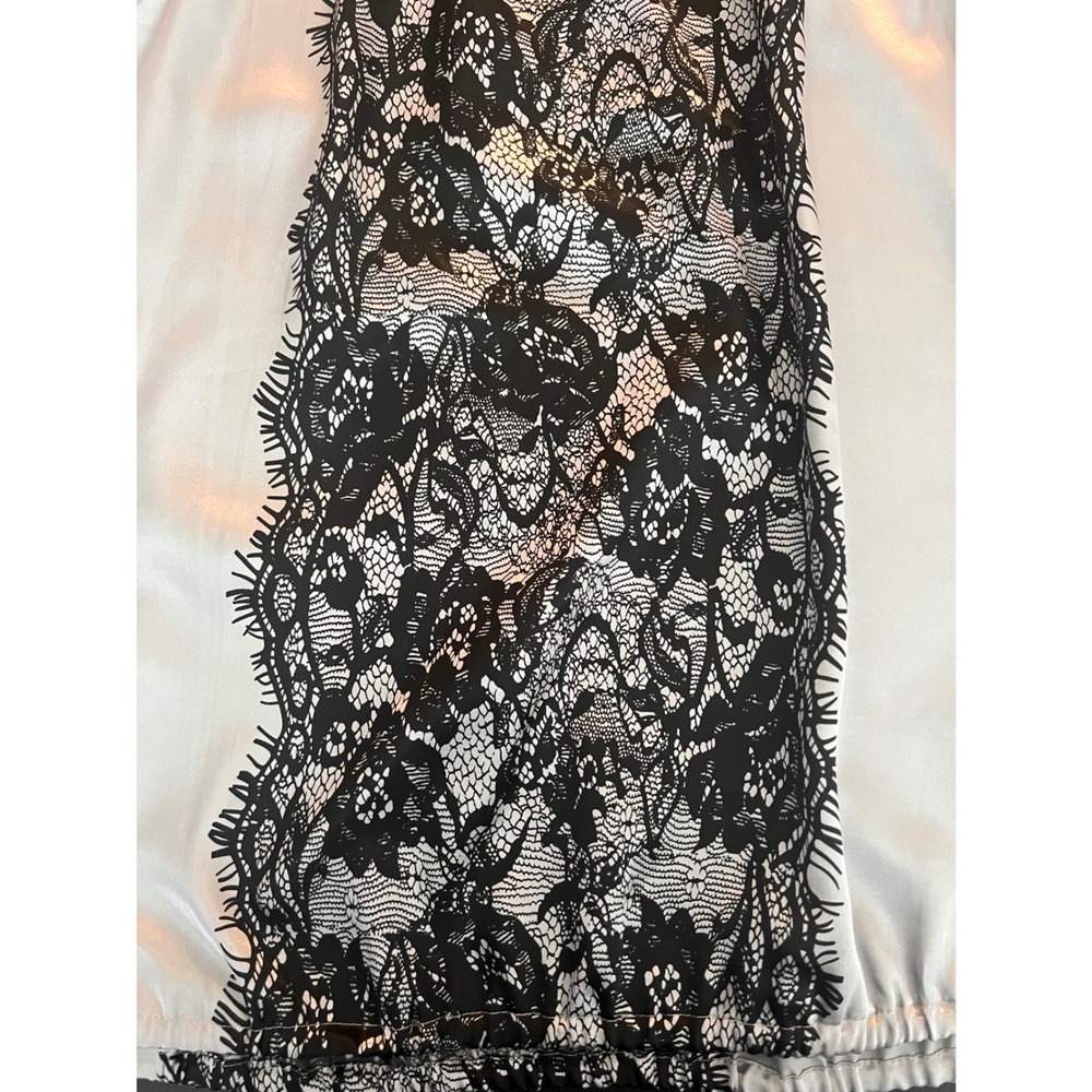 Ashley Stewart Silver Satin Halter Top Black Lace Panel Neck Tie 14W (1135) - Picture 6 of 14